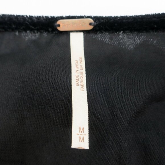 Free People Always Forever Black Velvet Mini Dress Floral Needlepoint Medium - Picture 4 of 6